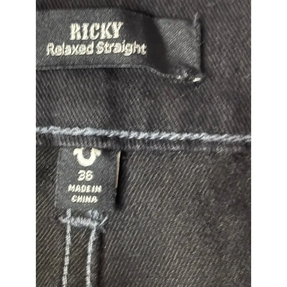 NWT True Religion Ricky FLap Jeans Body Rinse Black Style 108288N30R Sz 36/30